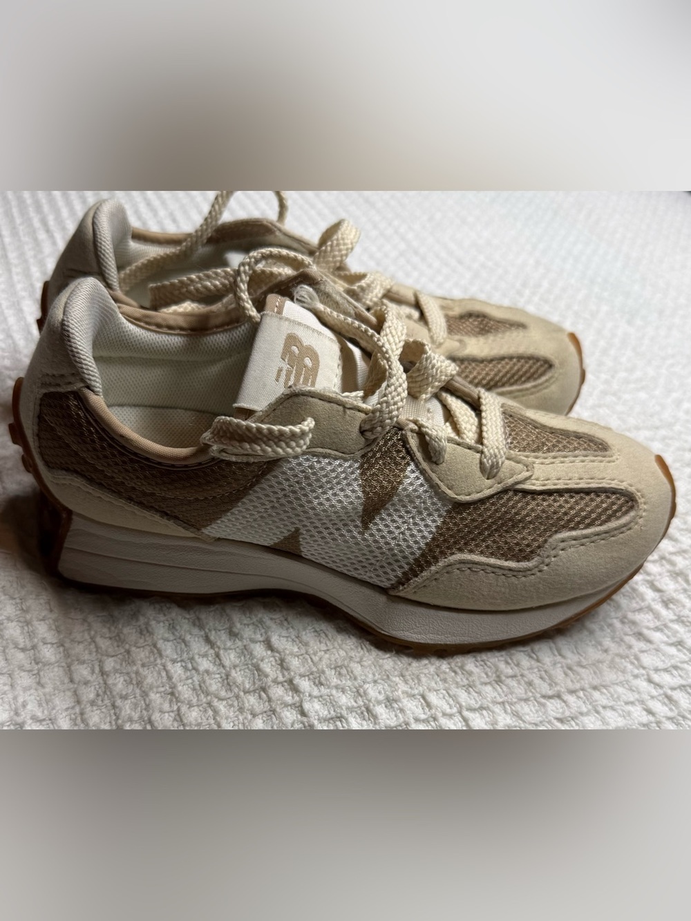 New Balance Kids Neutral Beige & White Athletic Sneakers